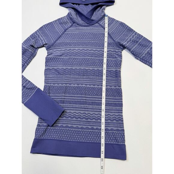 Lululemon Rest Less Hoodie Size 2 Blue Textured Long Sleeve Running Thumbholes - Picture 12 of 12